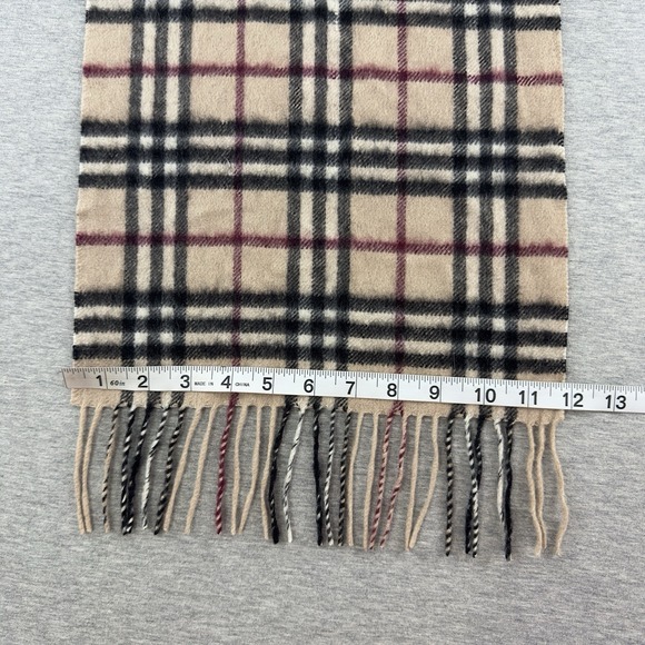 Burberry London‎ 100% Cashmere Check Scarf Beige Black Red Made in England - Picture 5 of 5